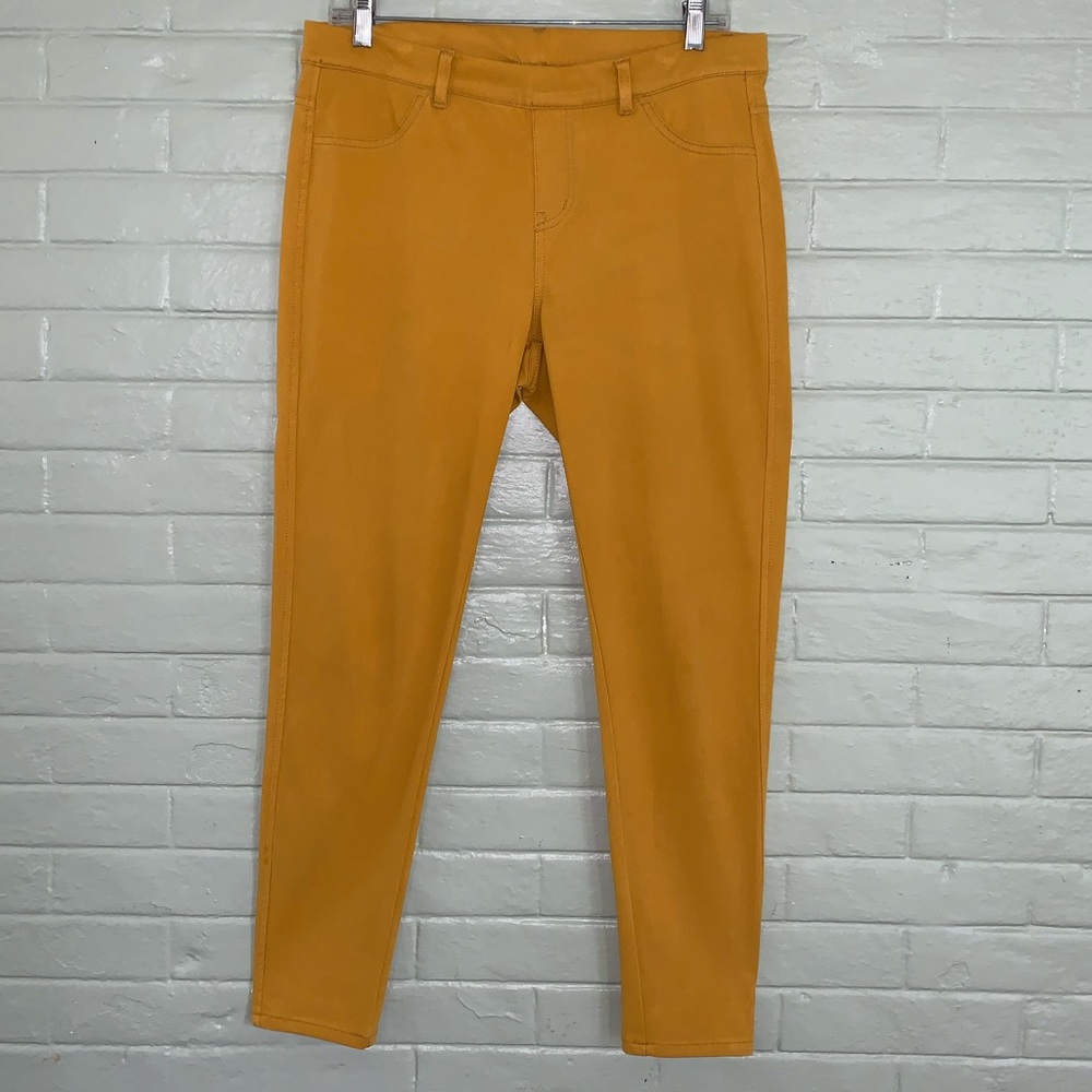 Medium Elastic Waist Mustard Yellow Ankle Length Pants